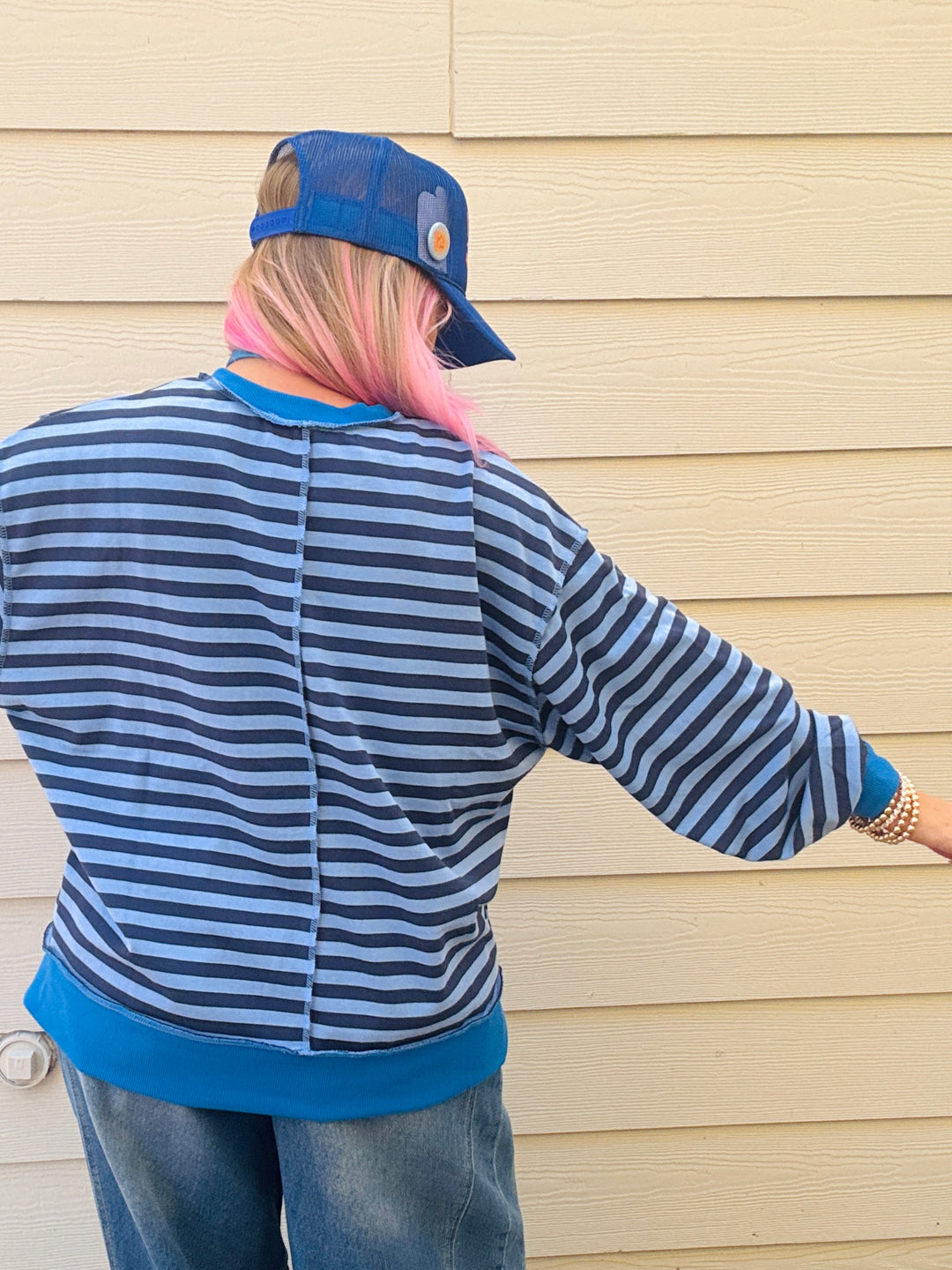 Easy Breezy French Terry Striped Pullover