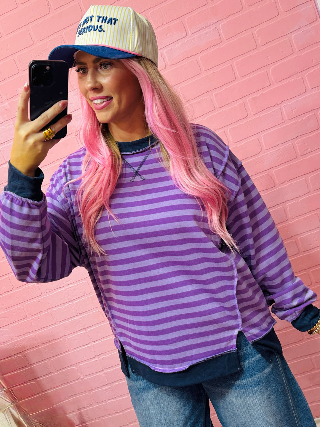Easy Breezy French Terry Striped Pullover