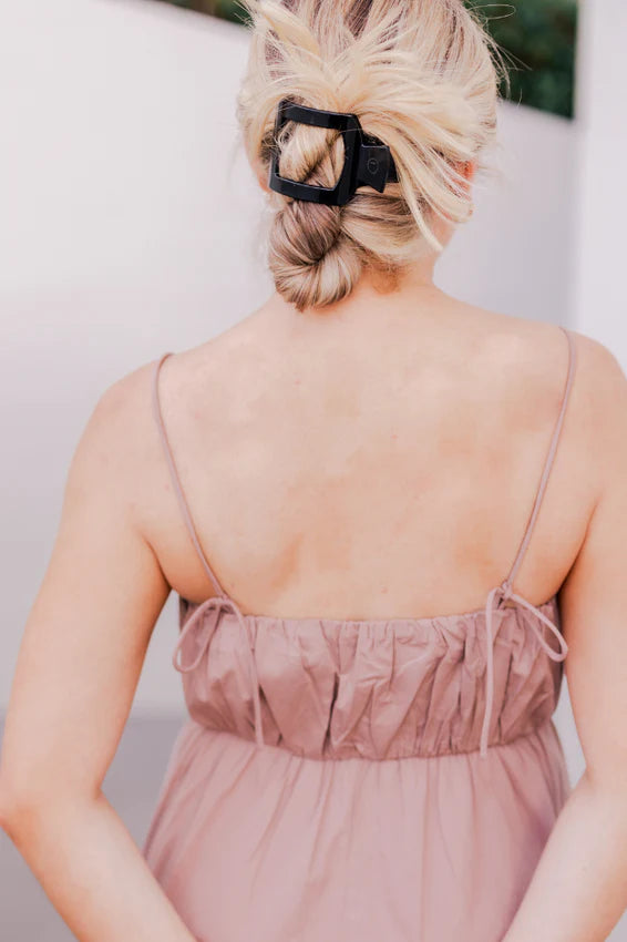 Jet Black Flat Square Hair Clip