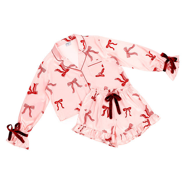 Blush Velvet Bow PJ Set