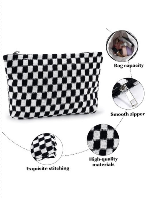 Checkered Makeup Bag