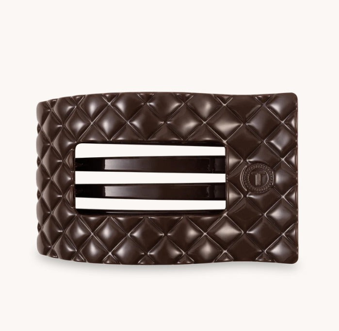 Truly Taupe Quilted Flat Rectangle Hair Clip