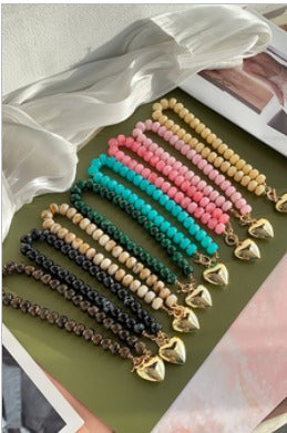 Sweetheart Gold Heart Beaded Necklace