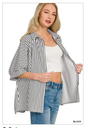 The Coastal Cruise Oversized Stripe Button-Down