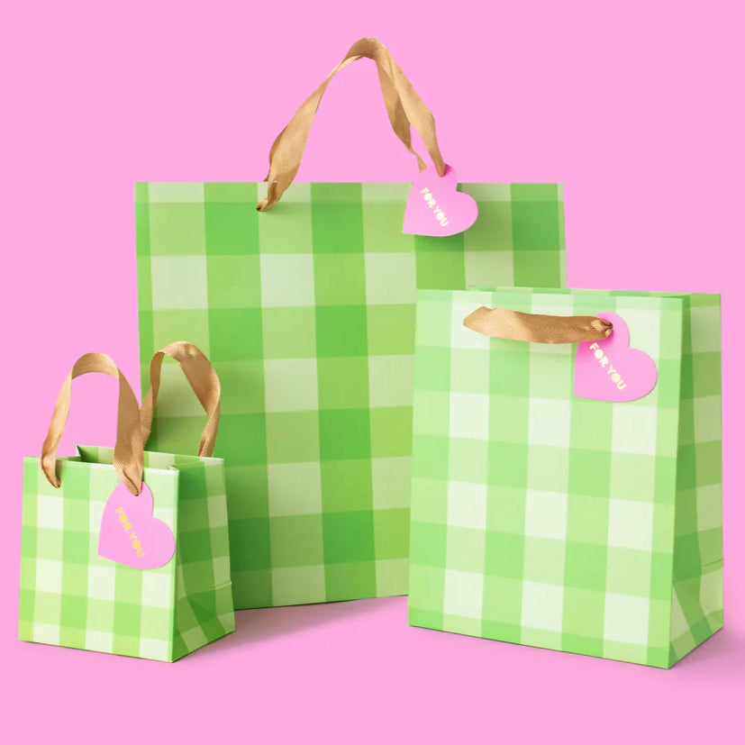 Green Gingham Gift Bag