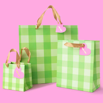 Green Gingham Gift Bag