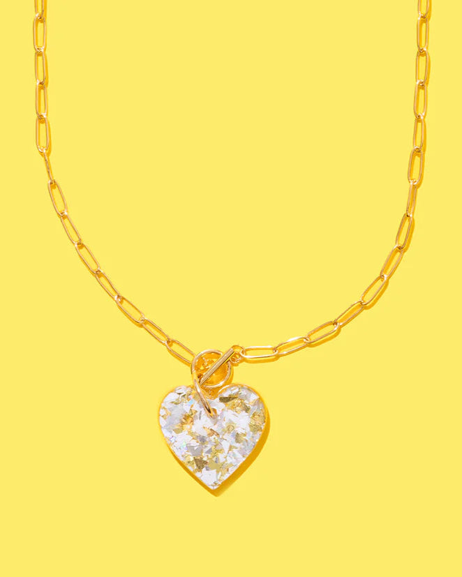 Pearl Confetti Heart Necklace