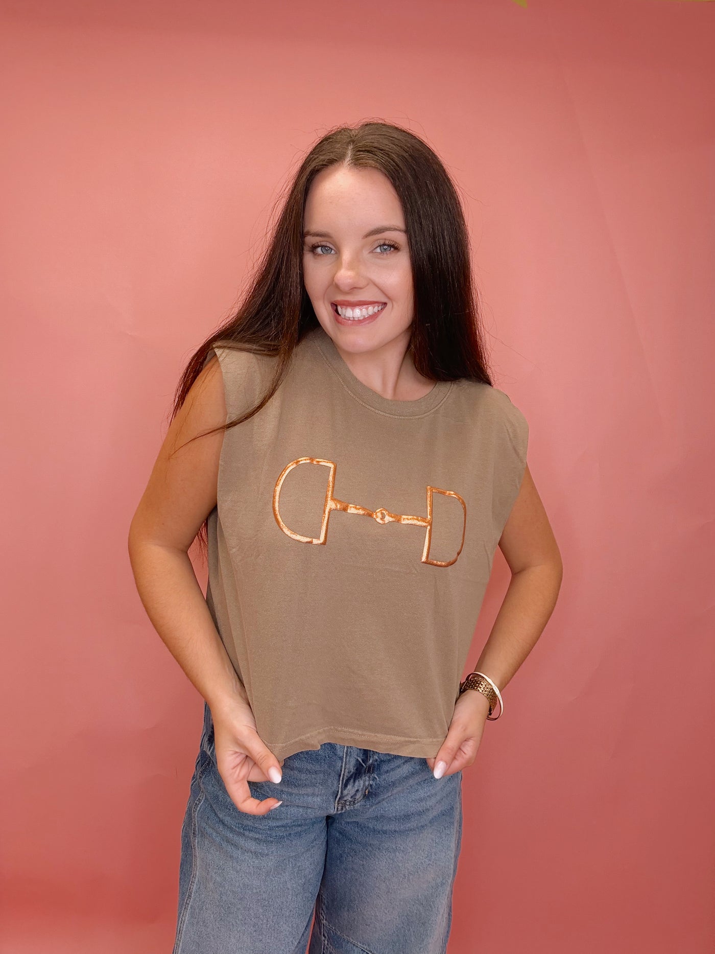 Golden Reins Bit Muscle Graphic Tank