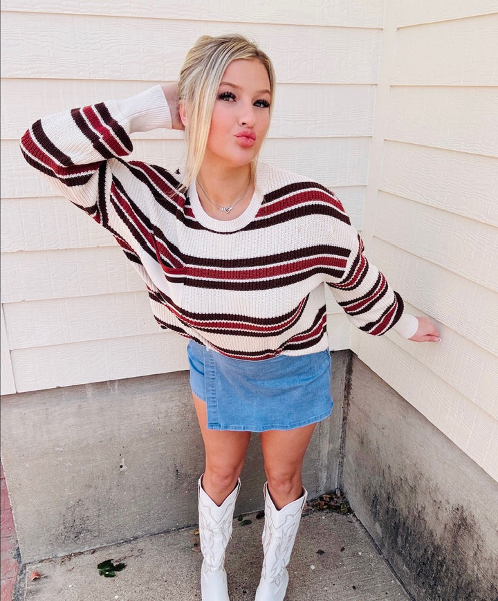 Cozy Colorblock Stripes Cotton Sweater