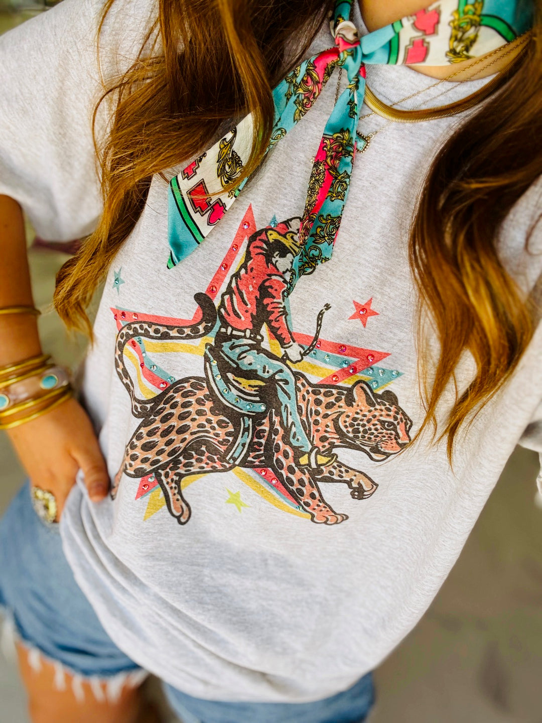 Ride Them Cowboy Rhinestone Graphic Tee