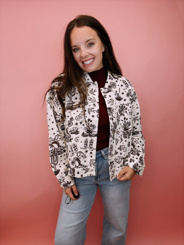 Cards On The Table Western Denim Jacket