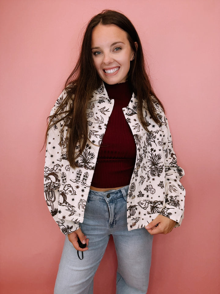 Cards On The Table Western Denim Jacket