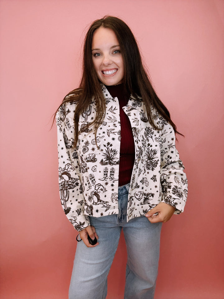 Cards On The Table Western Denim Jacket