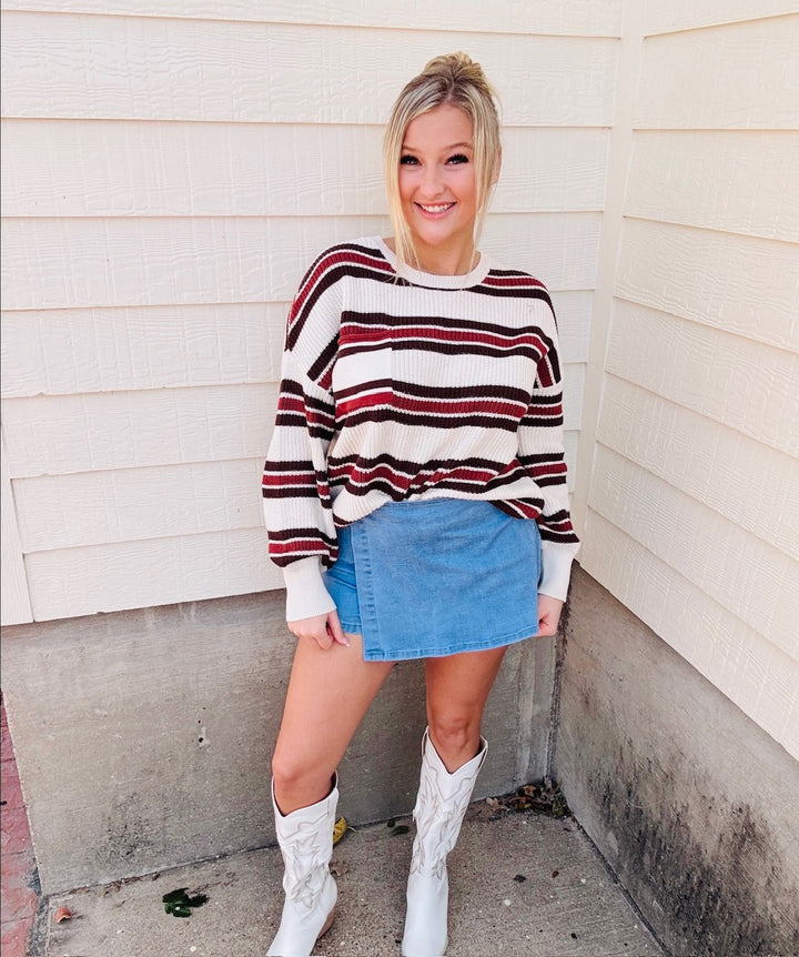 Cozy Colorblock Stripes Cotton Sweater
