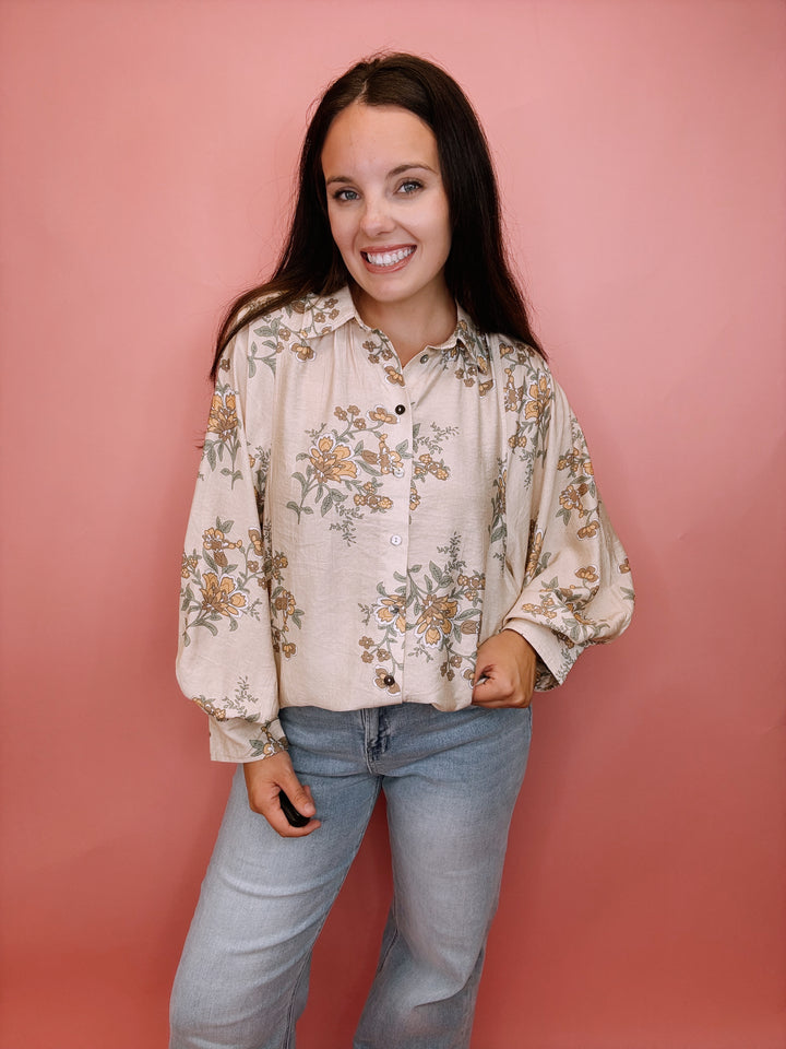 The Meadow Pleated Floral Top