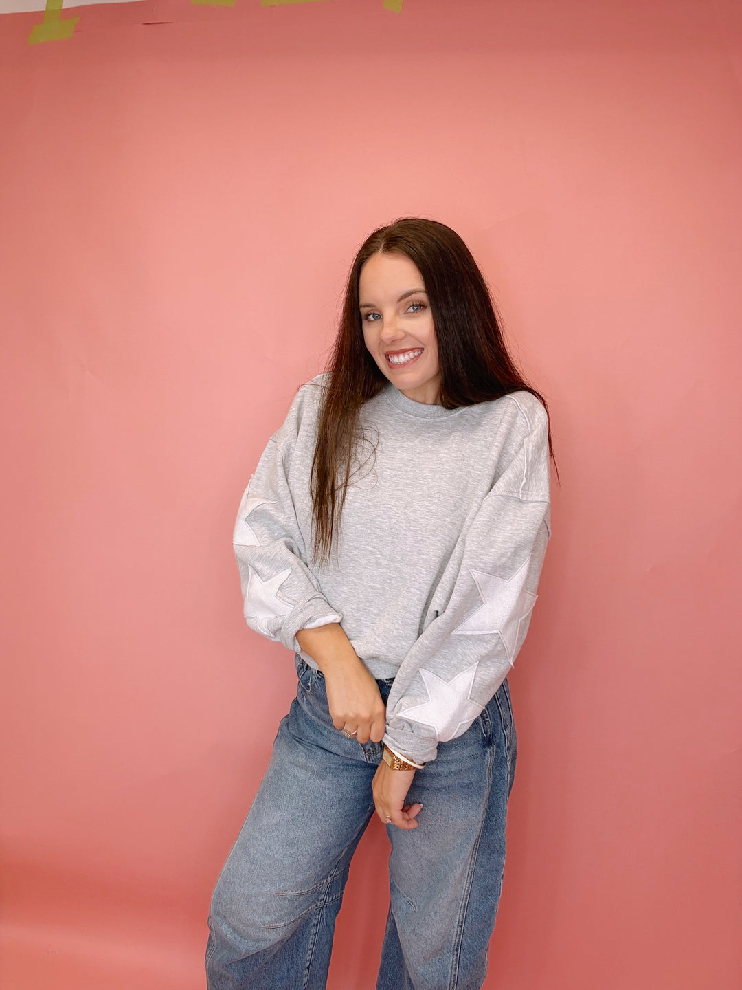 Starry Sleeve Crewneck Sweater