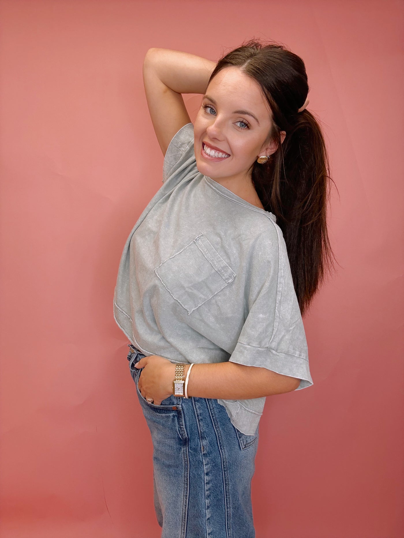 The Halo Washed Oversized Crop Tee
