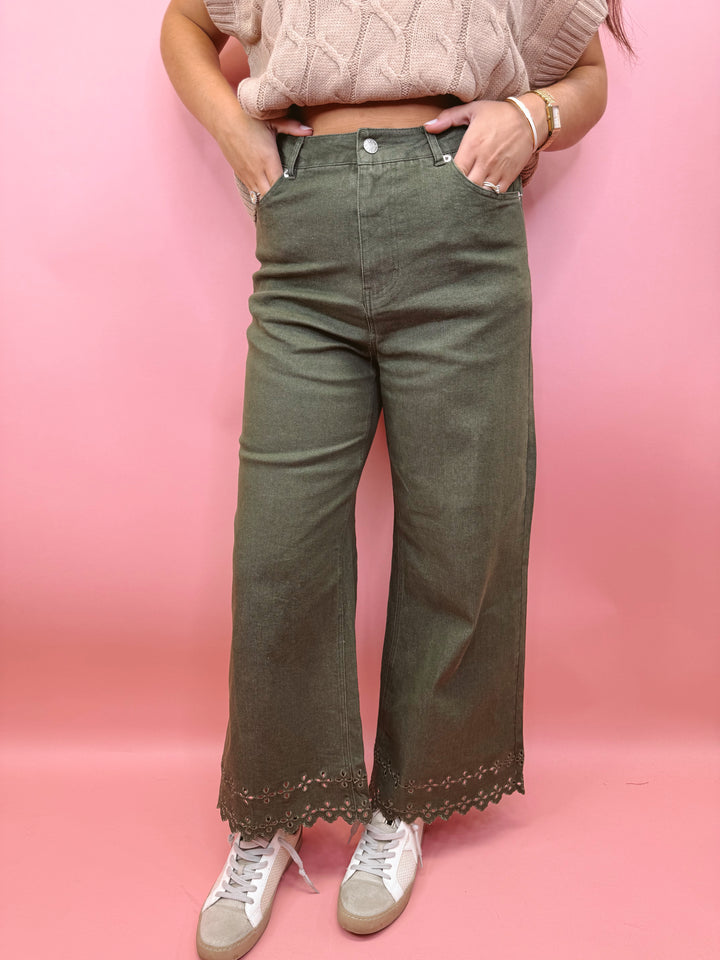 Pistachio Pop Embroidered Bottoms