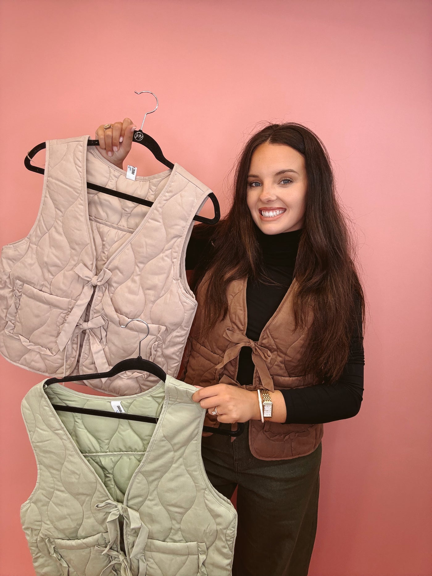 Quilted Charm Tie-Front Vest