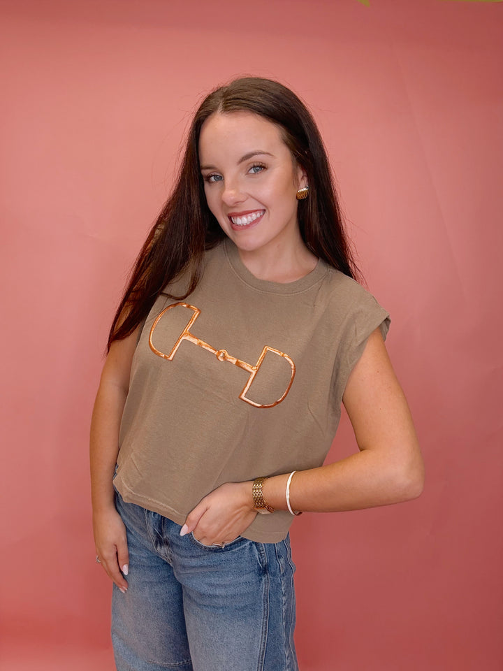 Golden Reins Bit Muscle Graphic Tank