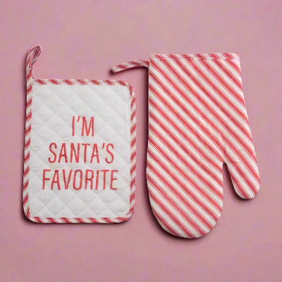 I’m Santa’s Favorite Pot Holder & Oven Mitt Set of 2