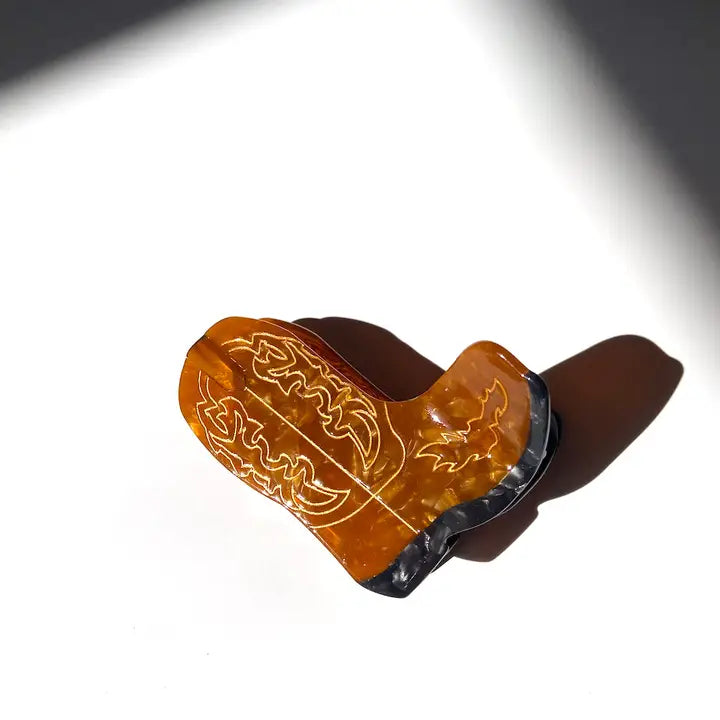 Hand-Painted Western Cowboy Boot Claw Hair Clip