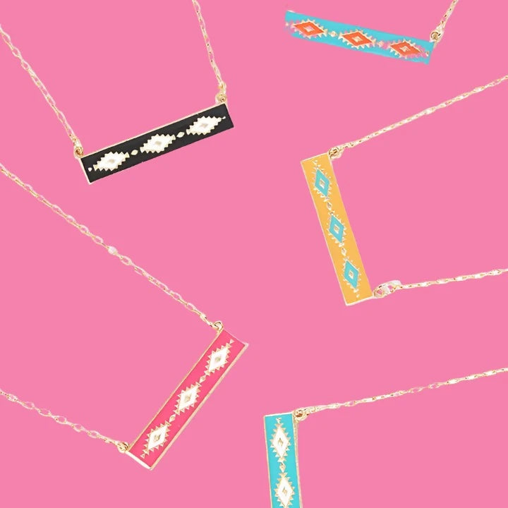Bar Aztec Pattern Necklace