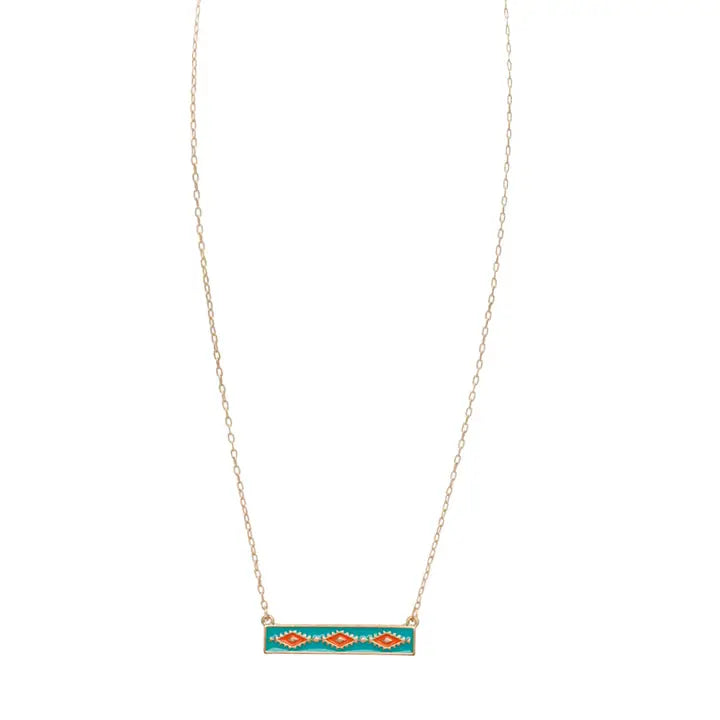 Bar Aztec Pattern Necklace