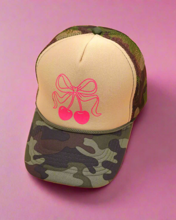 Camo Cherry Bow Trucker Hat