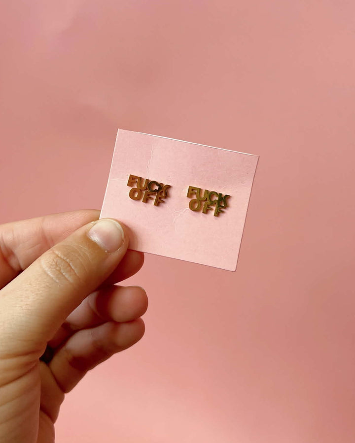 Fu$k Off Gold Stud Earrings