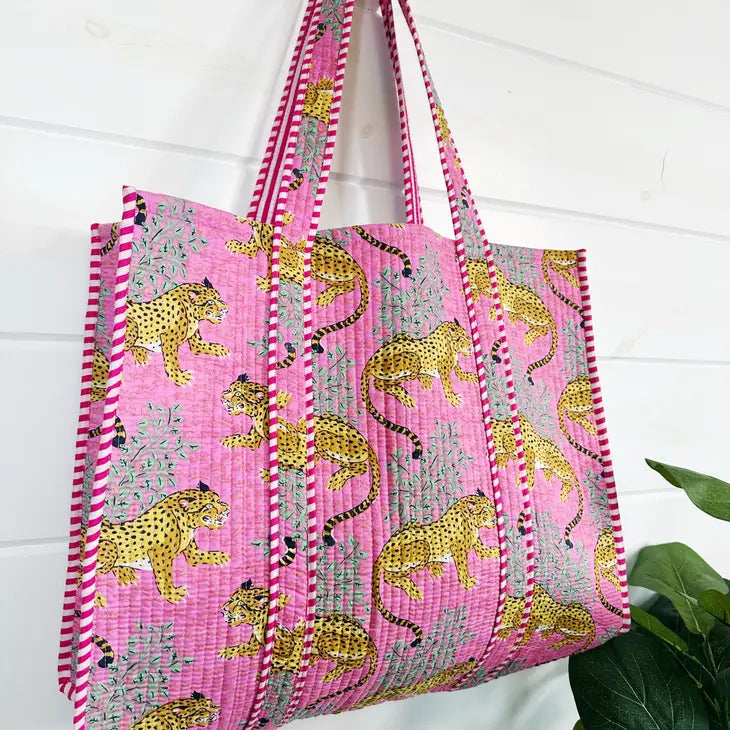 Cotton Quilted Block Print Tote Bag