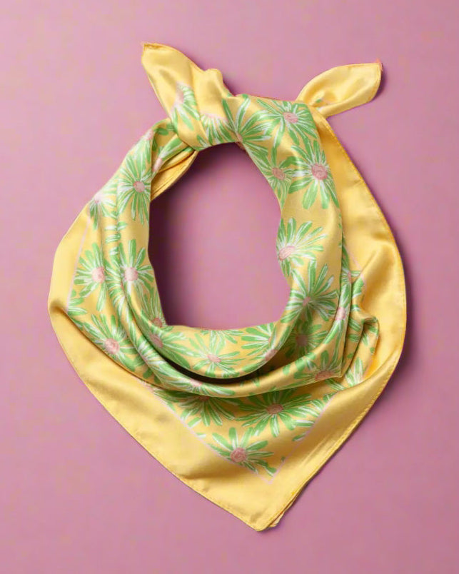 Retro Yellow Print Silky Bandana