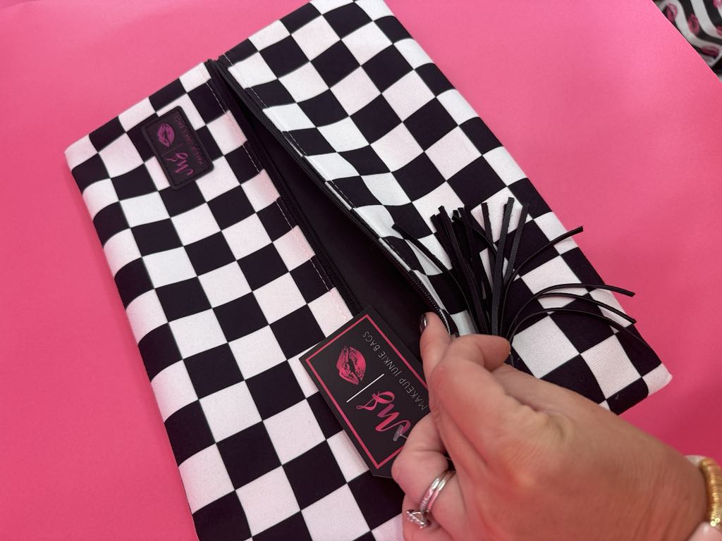 Makeup Junkie Black & White Checker Bag