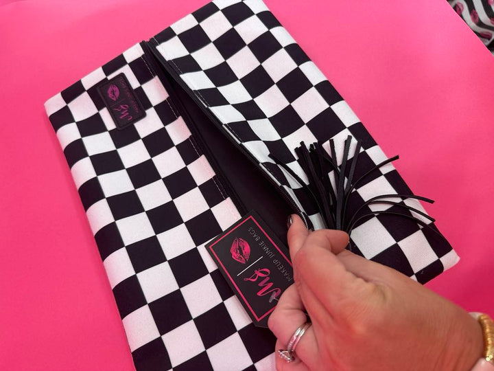 Makeup Junkie Black & White Checker Bag
