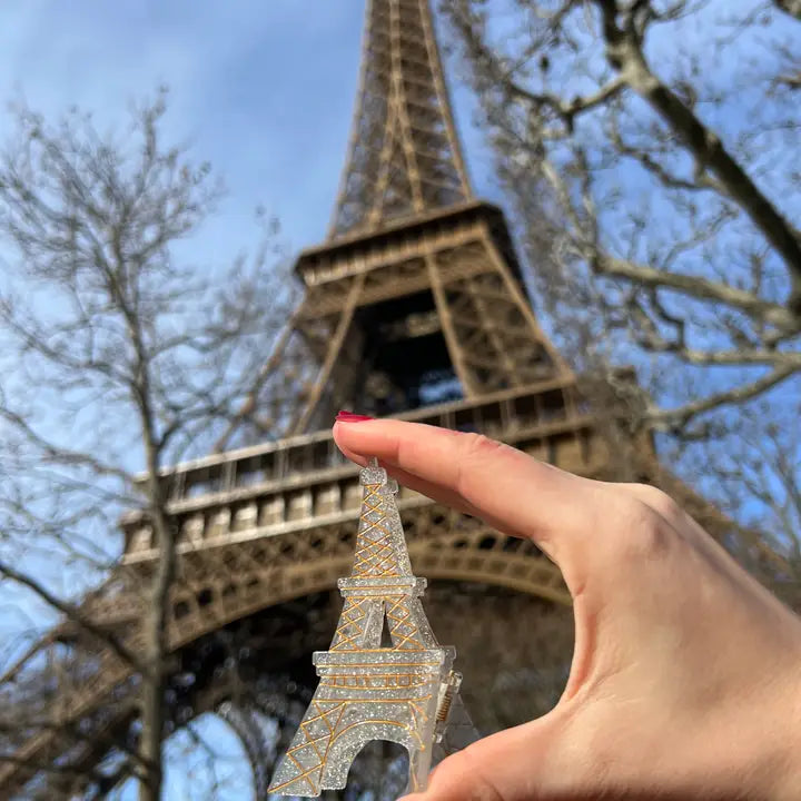 Hand-Painted Eiffel Tower Paris Claw Hair Clip