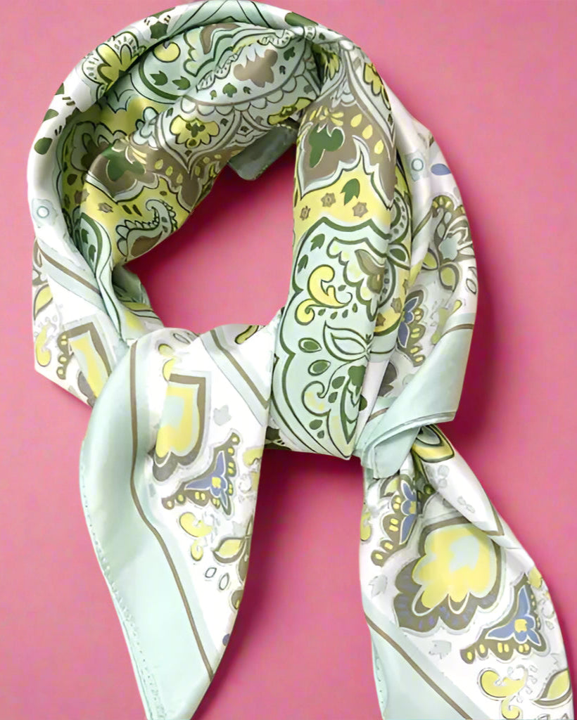 Paisley Mint Silky Bandana