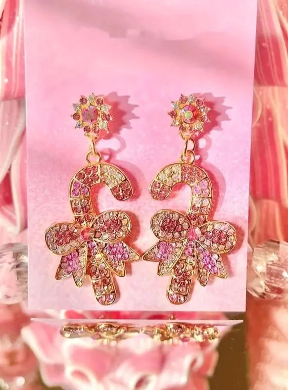 Pink Diamond Candy Cane Earrings Shop The Pug