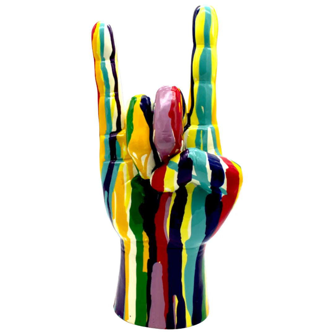 Graffiti Rock On Hand Tabletop Sculpture - 11" Tall