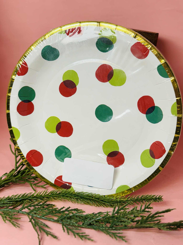 Christmas Polka-Dot Paper Plate