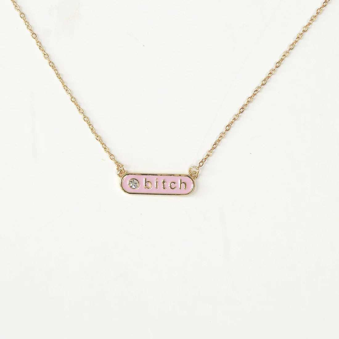 Bitch Enamel Gold Necklace