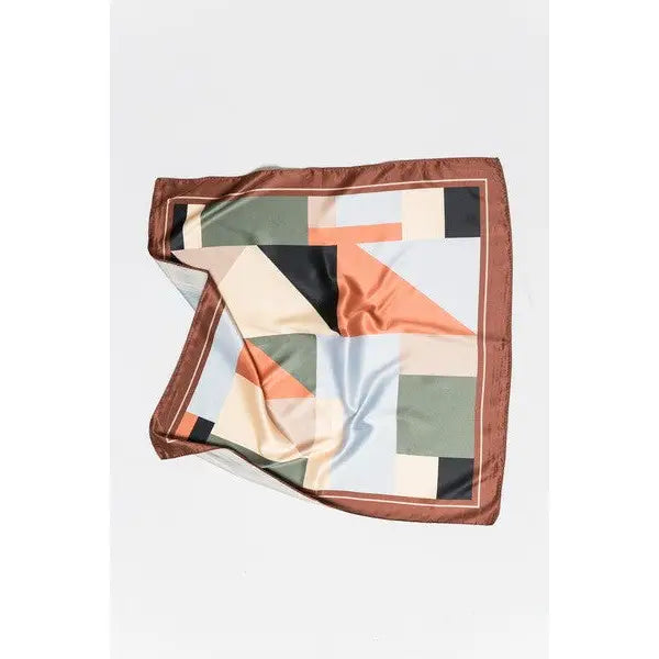 Brown Colorblock Silky Bandana