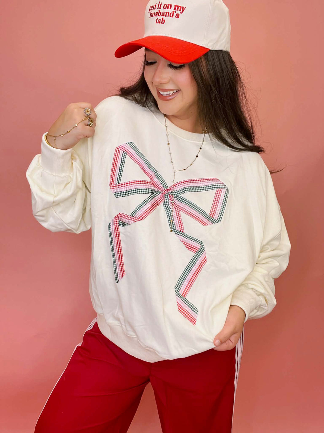 Pretty in Gingham Bow Sweater