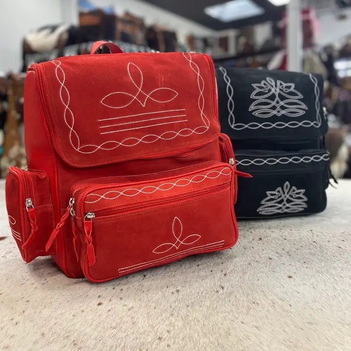 Suede Leather Boot Stitch Backpack