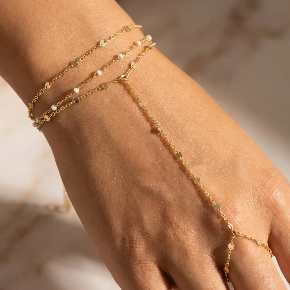 Moonlit Muse Pearl Hand Chain Bracelet