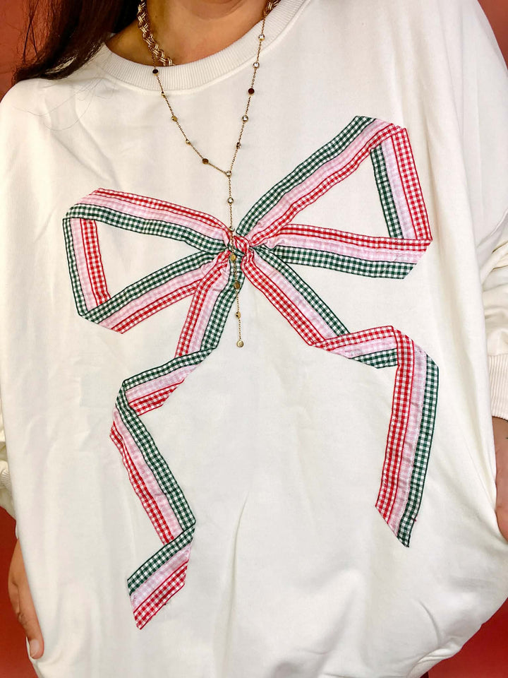 Pretty in Gingham Bow Sweater