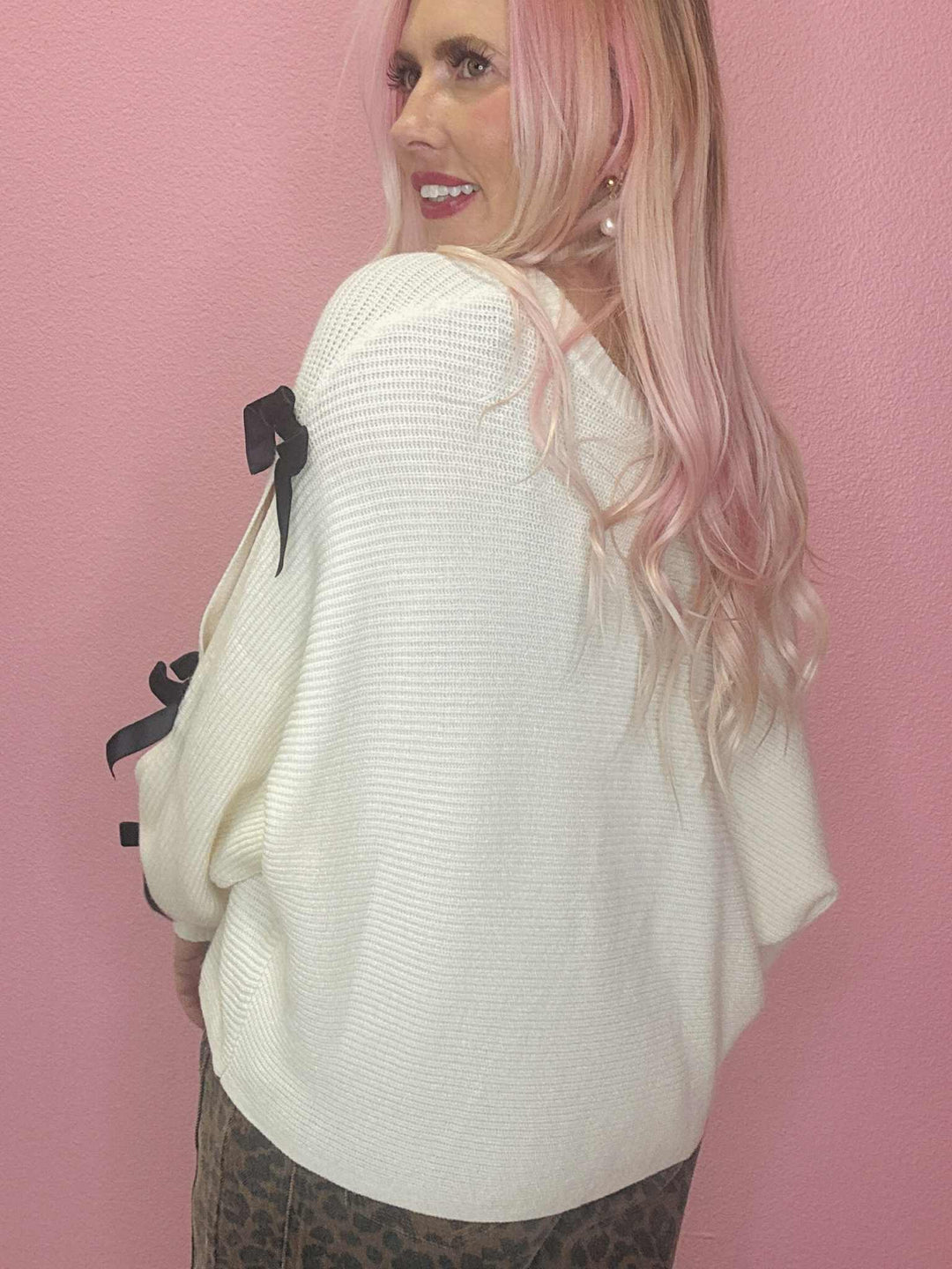 The Carla Velvet Bow Sweater