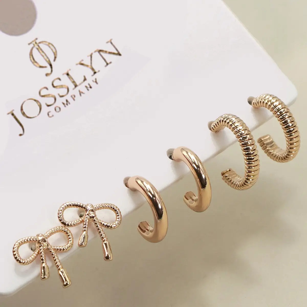 Dainty Bow Huggie Hoop Trio