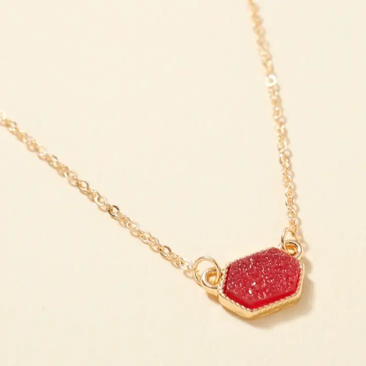 Druzy Hexagon Pendant Necklace