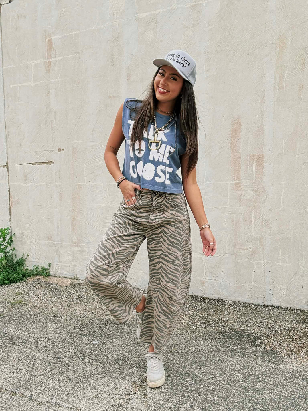 Zebra Babe Barrel Jeans