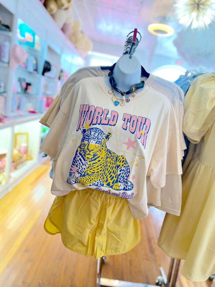 World Tour Leopard Crop Tee